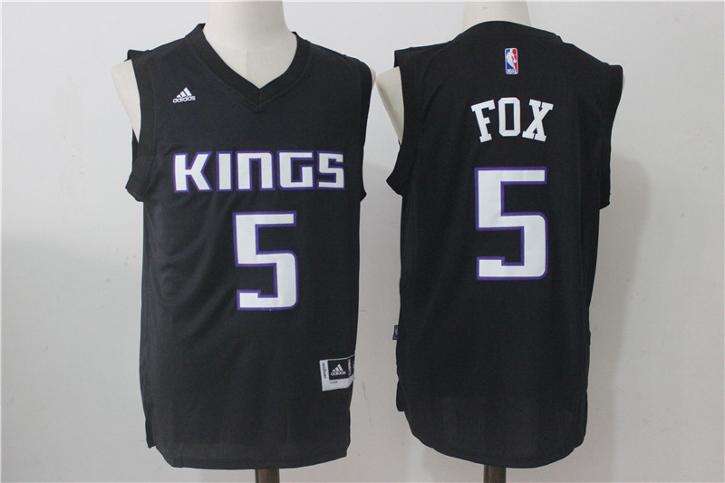 Men's Sacramento Kings #5 Fox Black Stitched NBA Jersey