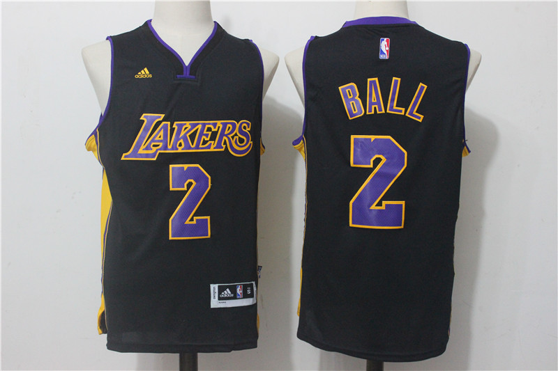 Men's Los Angeles Lakers #2 Lonzo Ball Black Stitched NBA Jersey