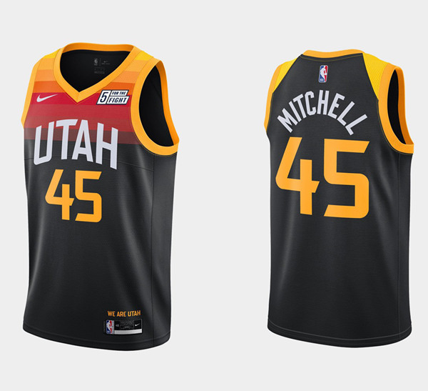Men's Utah Jazz #45 Donovan Mitchell 2020-21 Black City Swingman Stitched NBA Jersey
