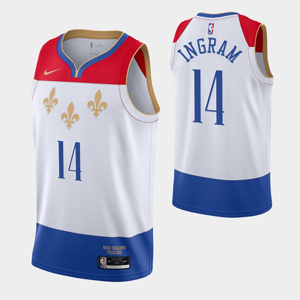 Men's New Orleans Pelicans #14 Brandon Ingram 2020 White City Edition Stitched Jersey