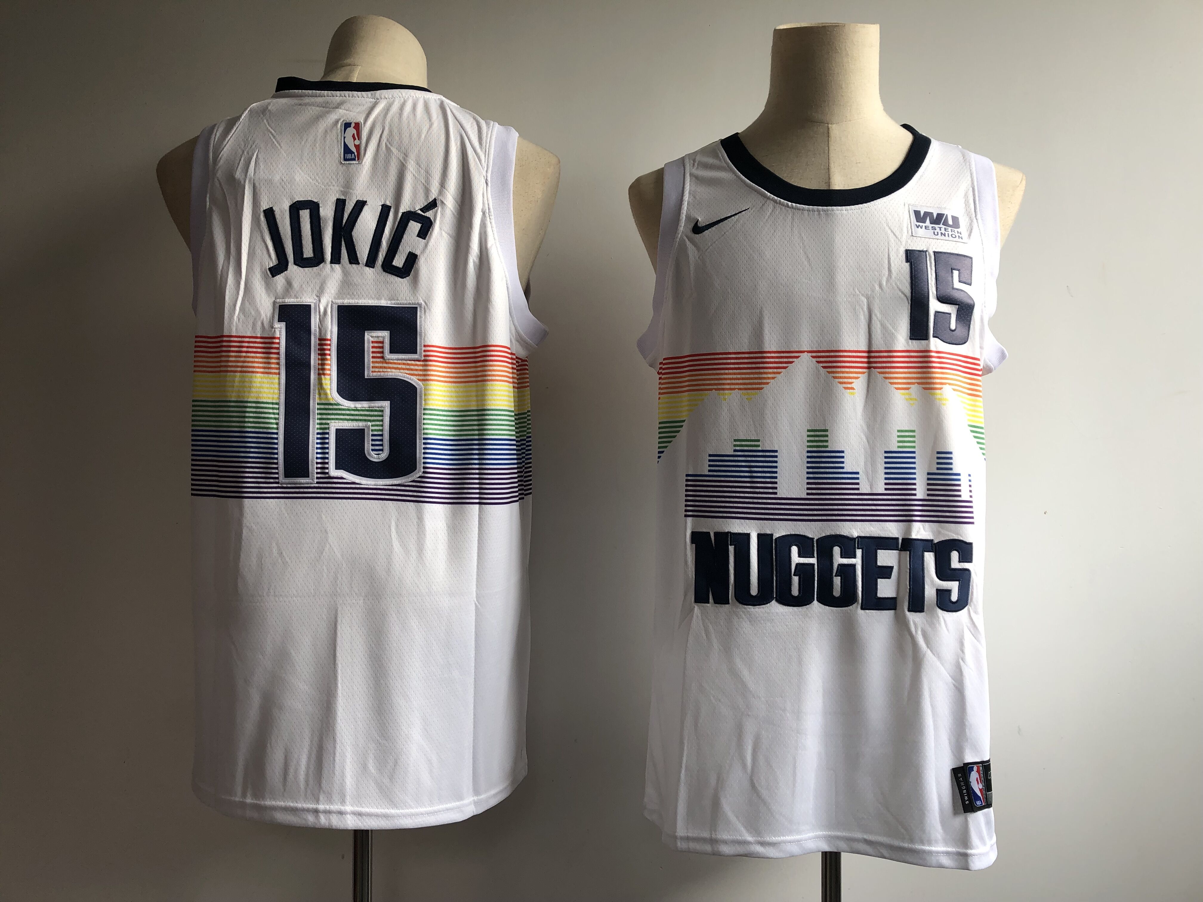 Men's Denver Nuggets #15 Nikola Jokic White 2018/19 City Edition Swingman Stitched NBA Jersey