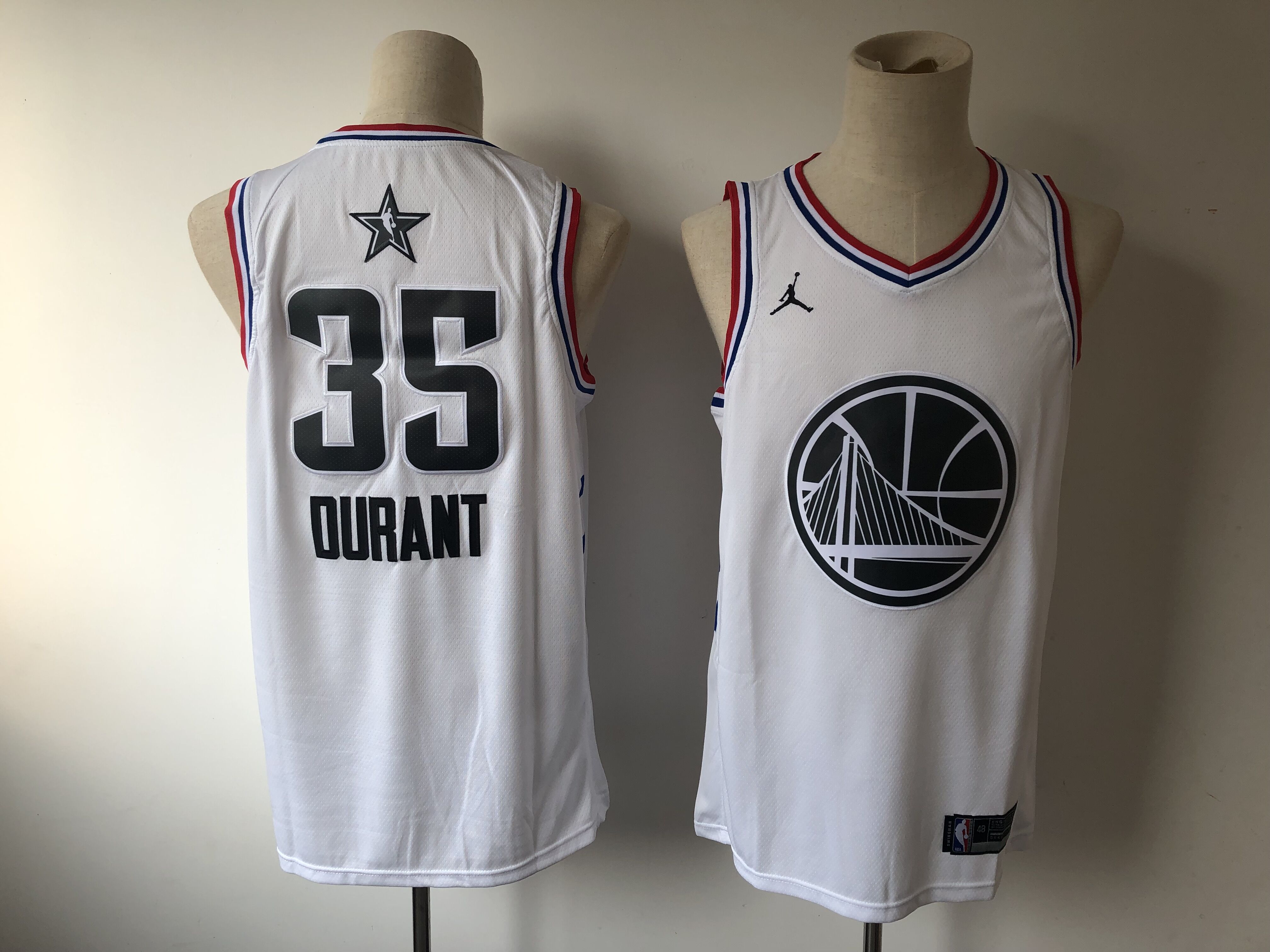 Men's Golden State Warriors #35 Kevin Durant White 2019 NBA All Star Stitched NBA Jersey