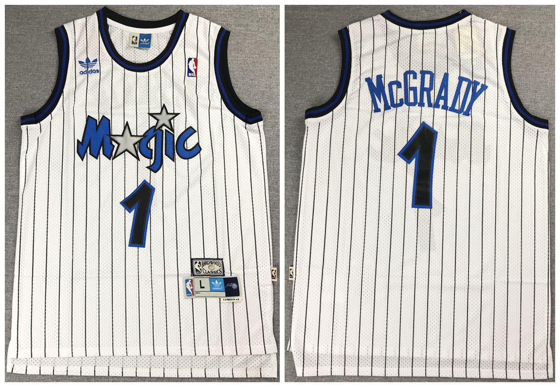 Men's Orlando Magic #1 Tracy McGrady White Throwback Stitched Jersey