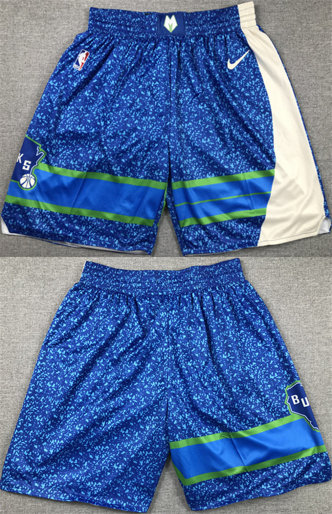 Men's Milwaukee Bucks Blue City Edition Shorts (Run Small)