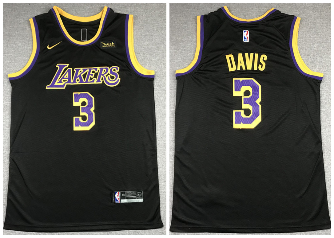 Men's Los Angeles Lakers #3 Anthony Davis Black Stitched NBA Jersey