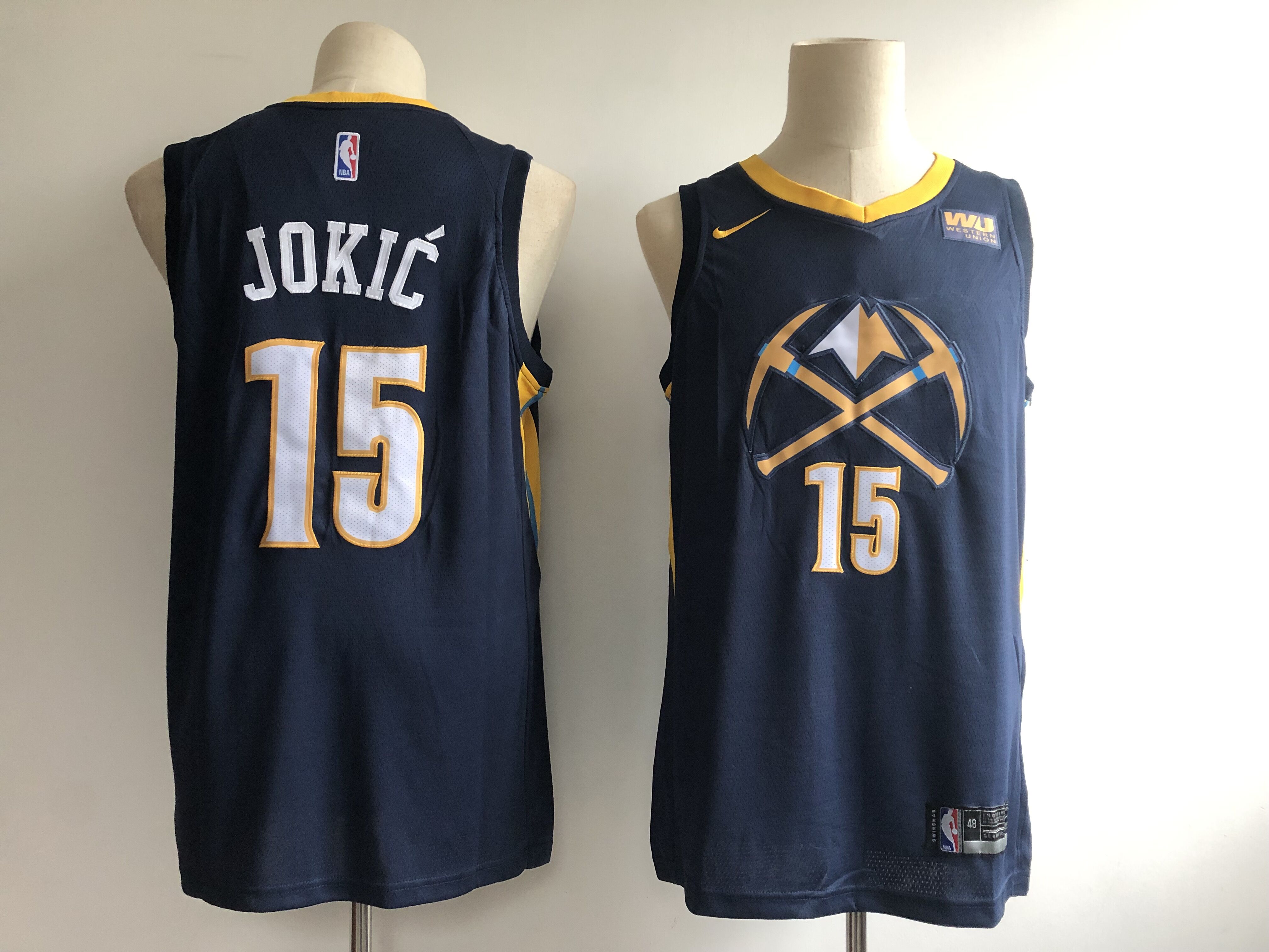 Men's Denver Nuggets #15 Nikola Jokic Navy 2018/19 City Edition Swingman Stitched NBA Jersey
