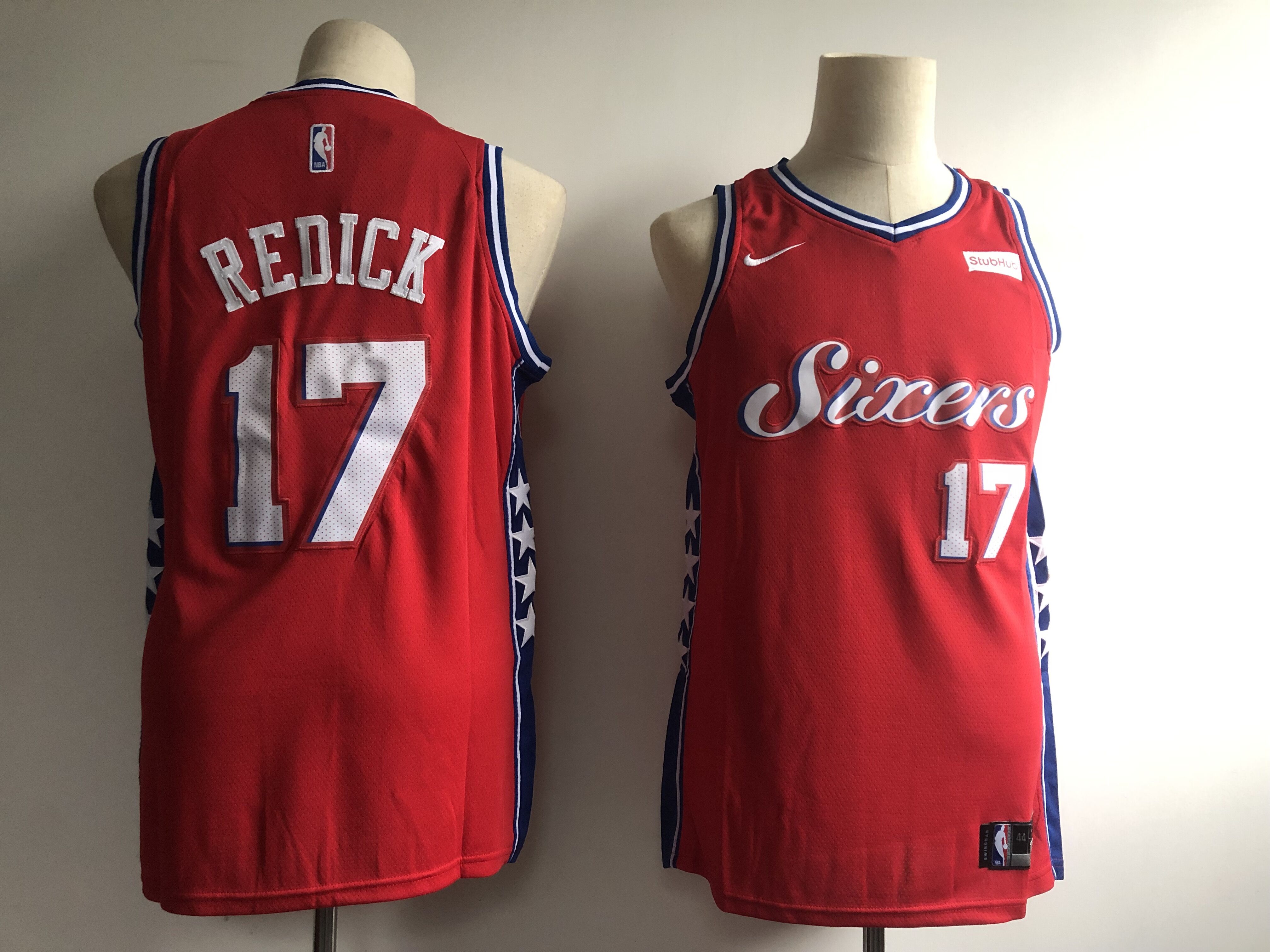 Men's Philadelphia 76ers #17 J.J. Redick Red Stitched NBA Jersey
