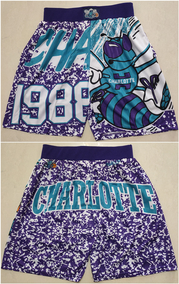 Men's Charlotte Hornets Purple Mitchell & Ness Shorts (Run Small)