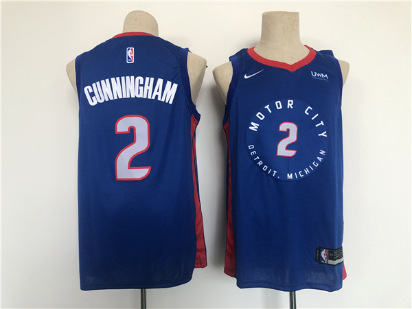 Men's Detroit Pistons #2 Cade Cunningham Navy Stitched Basketball Jersey