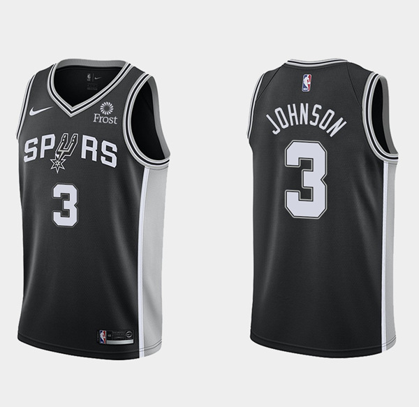Men's San Antonio Spurs #3 Keldon Johnson Icon Edition Black Stitched Jersey