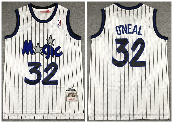 Men's Orlando Magic #32 Shaquille O'Neal White Throwback Stitched Jersey