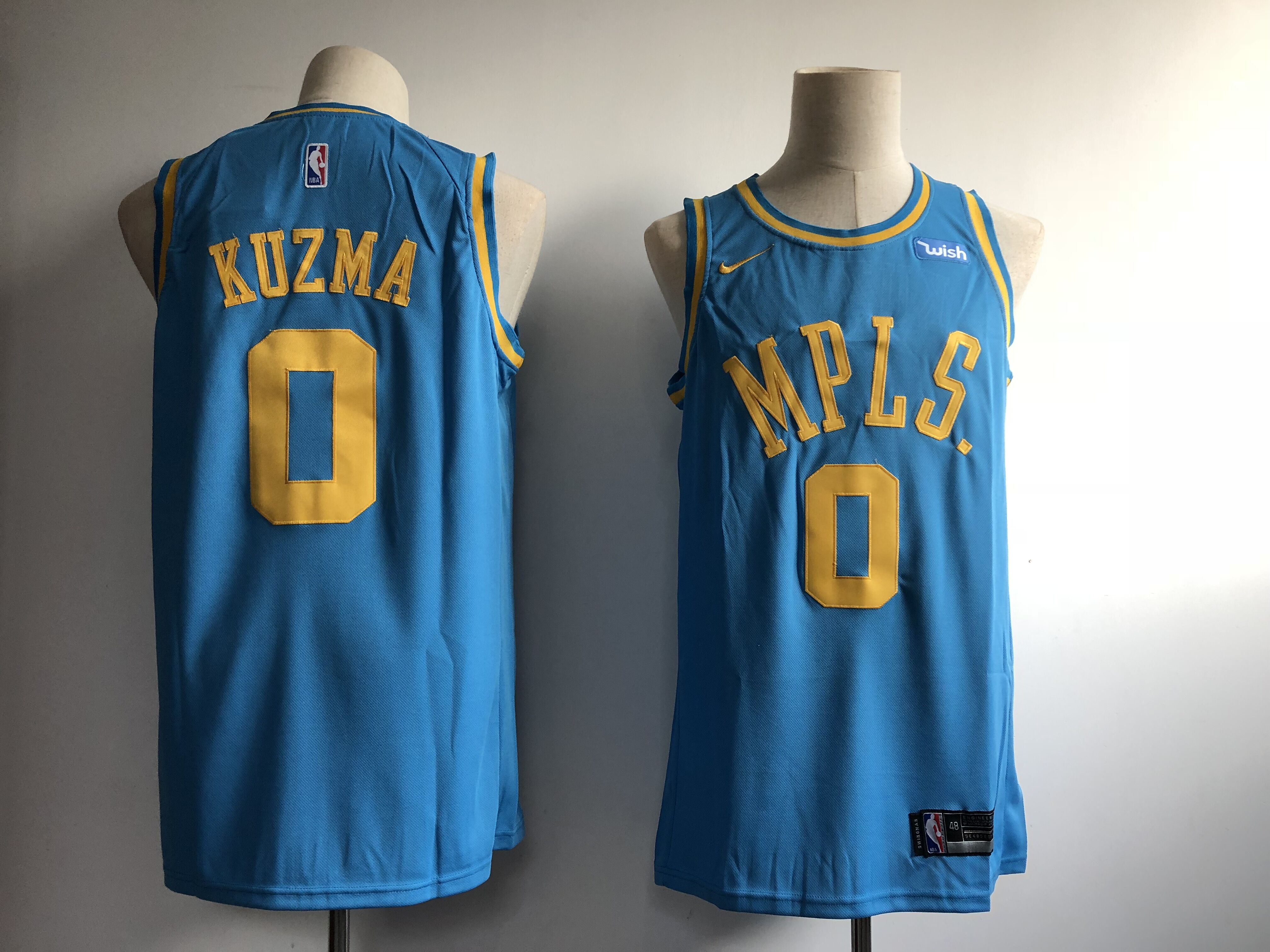 Men's Los Angeles Lakers #0 Kyle Kuzma Blue MPLS Wish Stitched NBA Jersey
