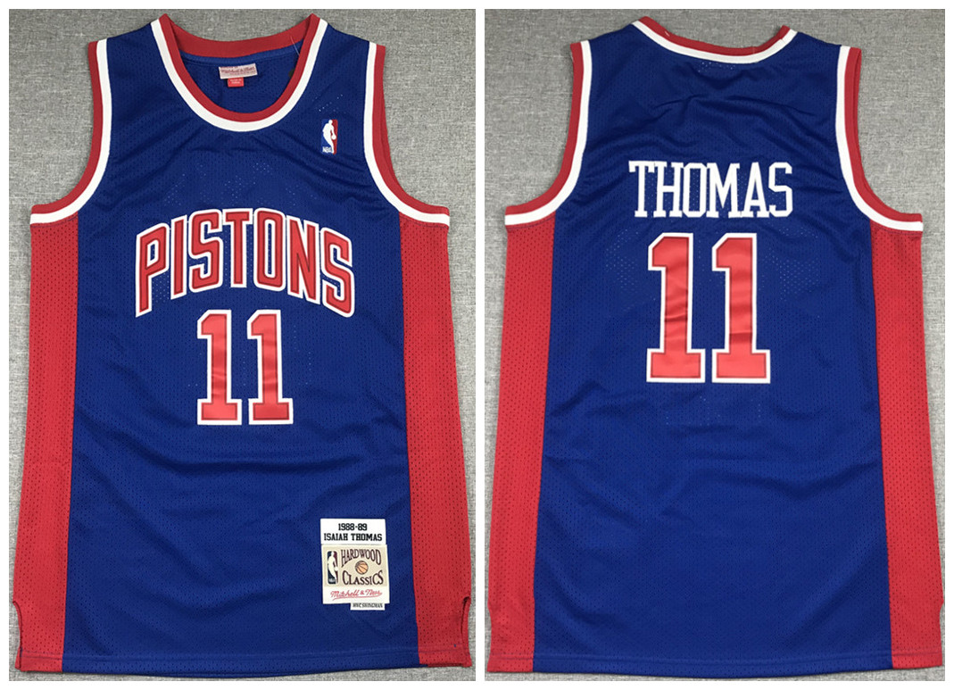 Men's Detroit Pistons #11 Isiah Thomas 1988-89 Red Throwback Stitched Jersey