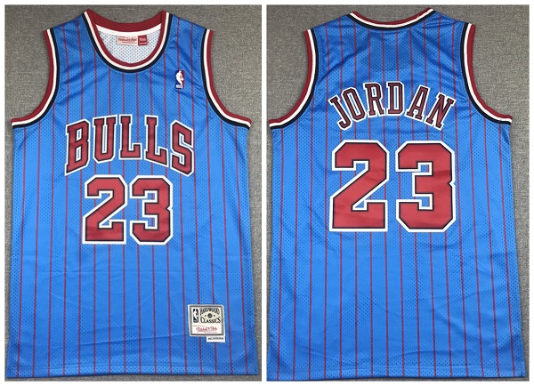 Men's Chicago Bulls #23 Michael Jordan Bule Throwback Stitched Jersey