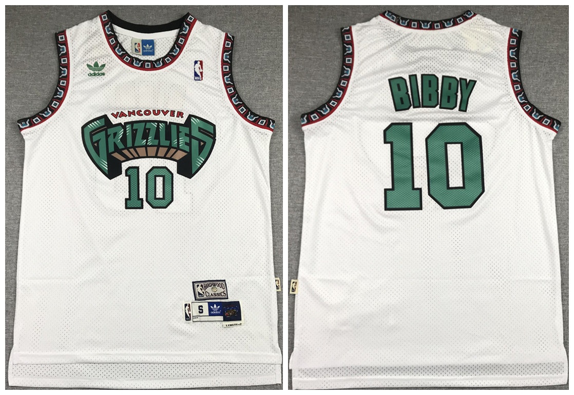Men's Memphis Grizzlies #10 Mike Bibby White Throwback Stitched Jersey