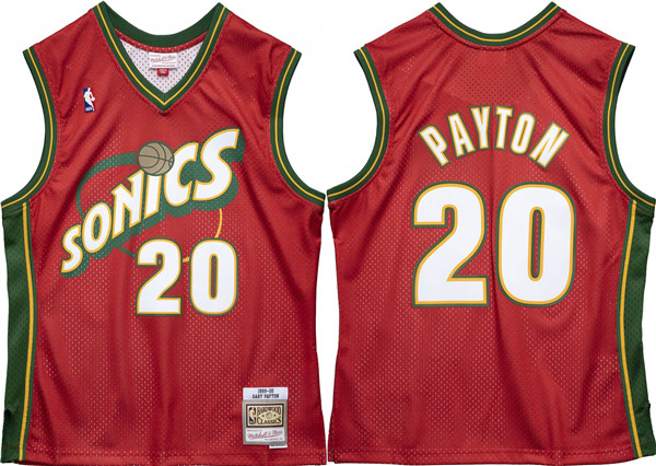 Men's #20 Gary Payton Red 1995-96 Throwback SuperSonics Stitched Jersey