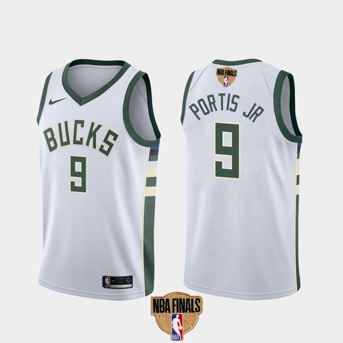 Men's Milwaukee Bucks #9 Bobby Portis JR 2021 NBA Finals White Association Edition Stitched Jersey