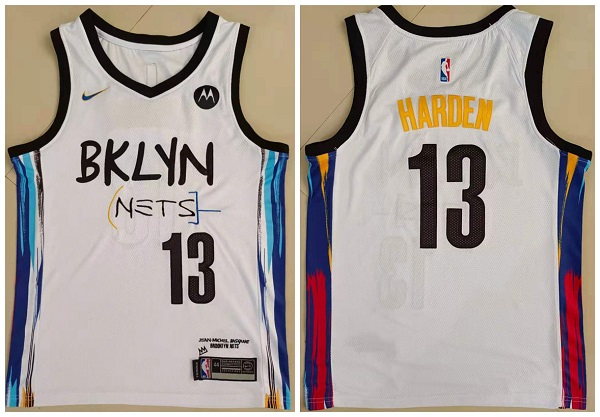 Men's Brooklyn Nets #13 James Harden White Stitched Jersey