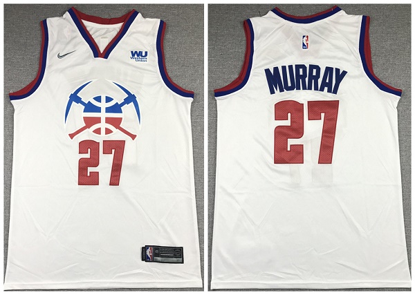 Men's Denver Nuggets #27 Jamal Murray White Stitched Jersey
