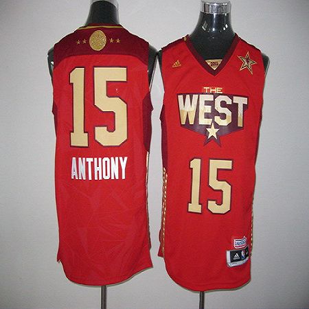 2011 All Star Nuggets #15 Carmelo Anthony Red Stitched NBA Jersey