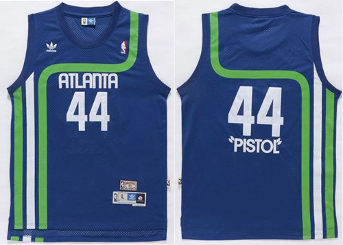 Hawks #44 Pete Maravich Light Blue "Pistol" Soul Swingman Stitched NBA Jersey