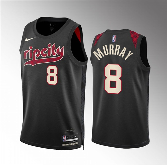 Men's Portland Trail Blazers #8 Kris Murray Black 2023/24 City Edition Stitched Basketball Jersey