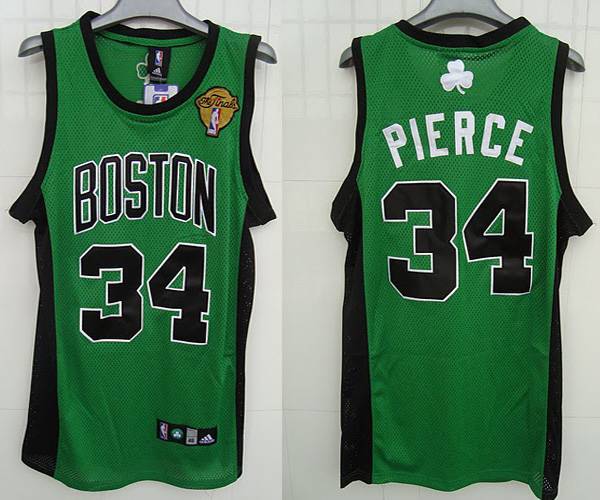 Celtics #34 Paul Pierce Stitched Green Black Number Final Patch NBA Jersey