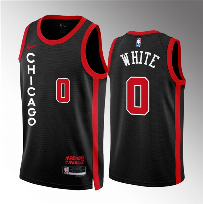 Men's Chicago Bulls #0 Coby White Black 2023/24 City Edition Stitched Basketball Jersey