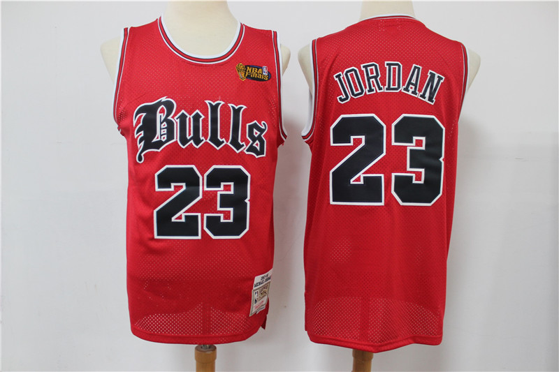 Men's Chicago Bulls #23 Michael Jordan Red Old English Faded Stitched Jersey