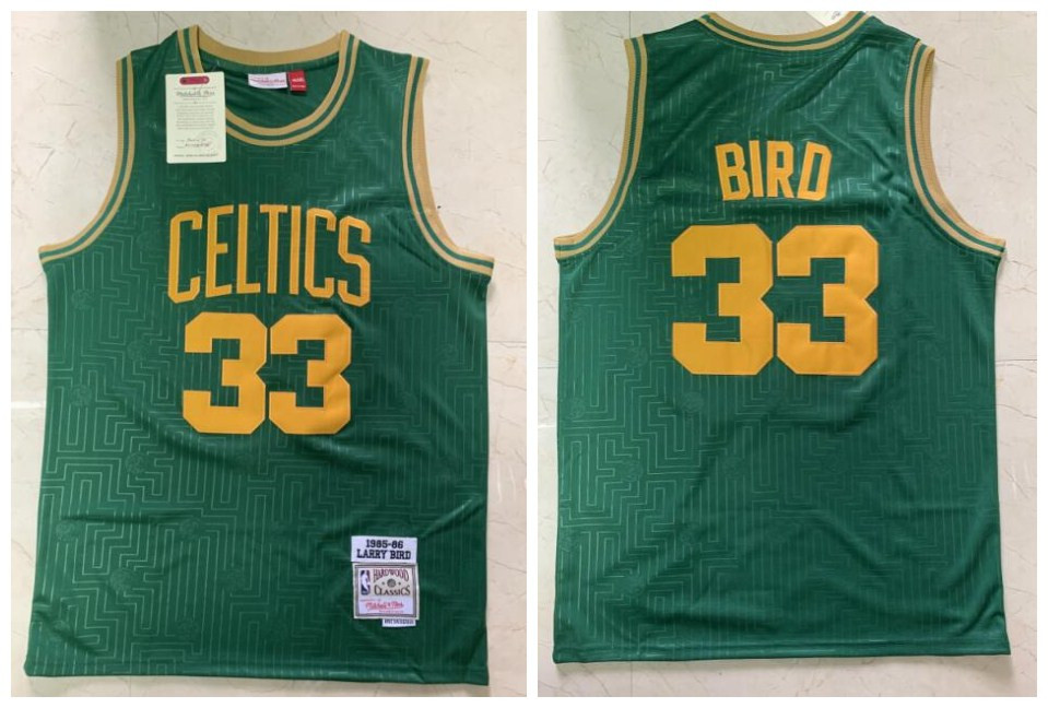Men's Boston Celtics #33 Larry Bird Green 1965-1966 Stitched Jersey