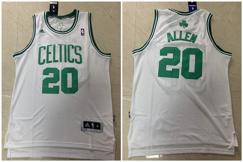 Men's Boston Celtics #20 Ray Allen White Throwback Stitched Jersey