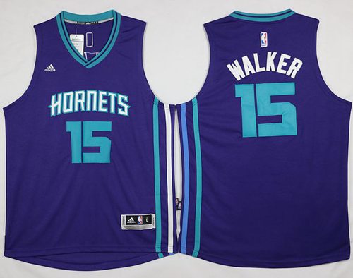 Revolution 30 Hornets #15 Kemba Walker Purple Stitched NBA Jersey