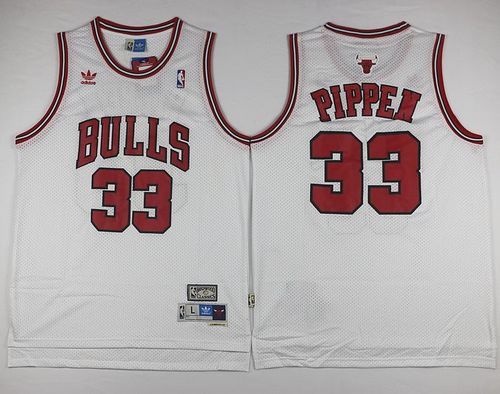 Bulls #33 Scottie Pippen White Throwback Stitched NBA Jersey