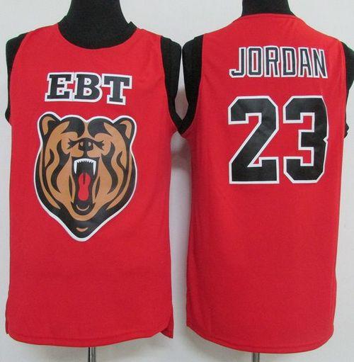 Bulls #23 Michael Jordan Red EBT High School Classic Stitched NBA Jersey