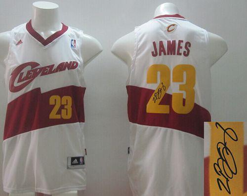 New Revolution 30 Autographed Cavaliers #23 LeBron James White Stitched NBA Jersey