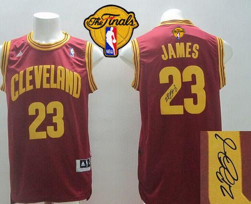 Revolution 30 Autographed Cavaliers #23 LeBron James Red Road The Finals Patch Stitched NBA Jersey