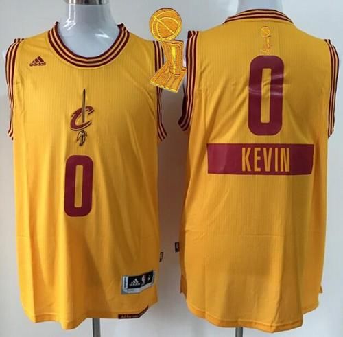 Cavaliers #0 Kevin Love Yellow 2014-15 Christmas Day The Champions Patch Stitched NBA Jersey