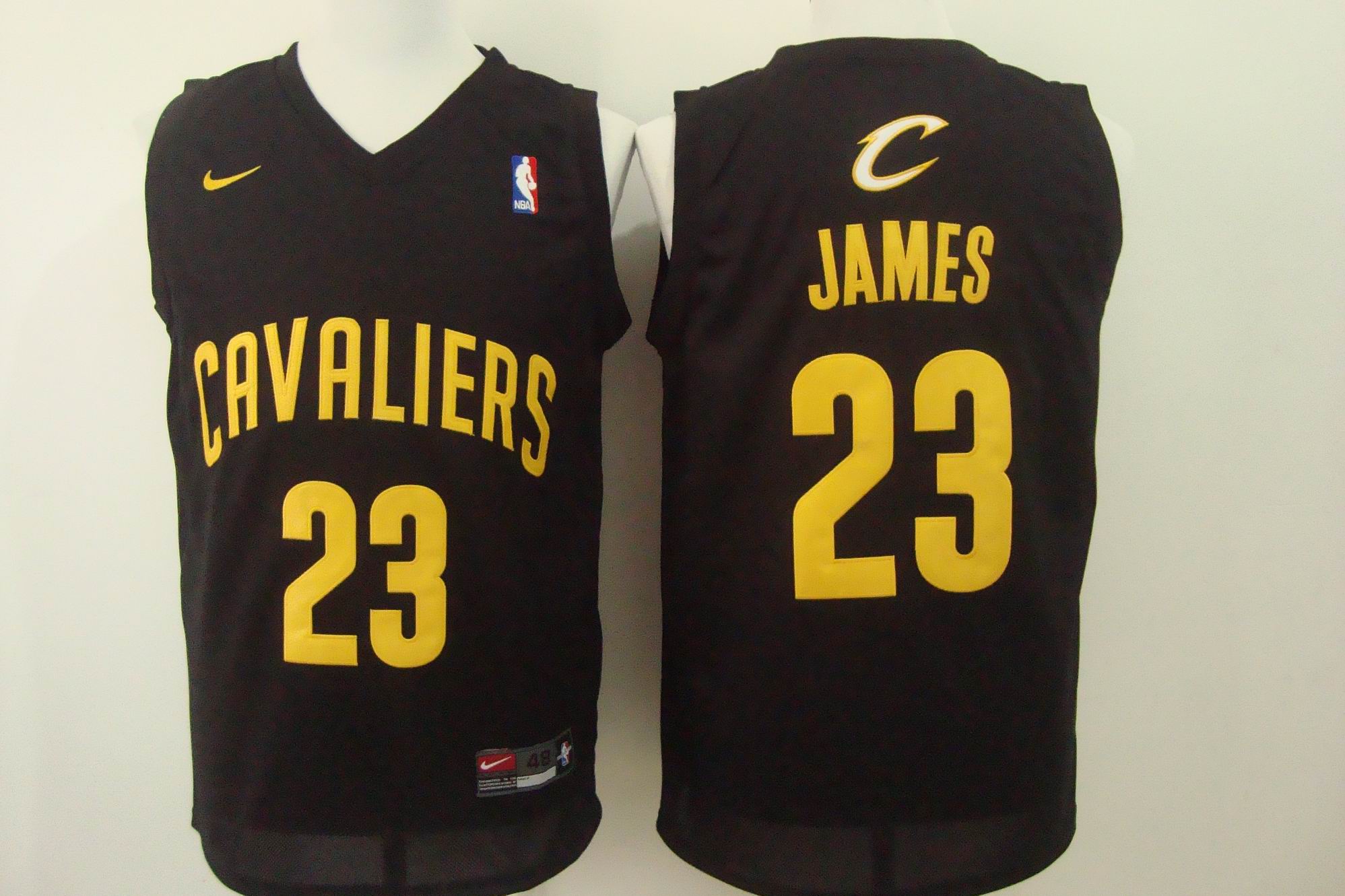 Men's Nike Cleveland Cavaliers #23 LeBron James Black with Gold Stitched NBA Jersey