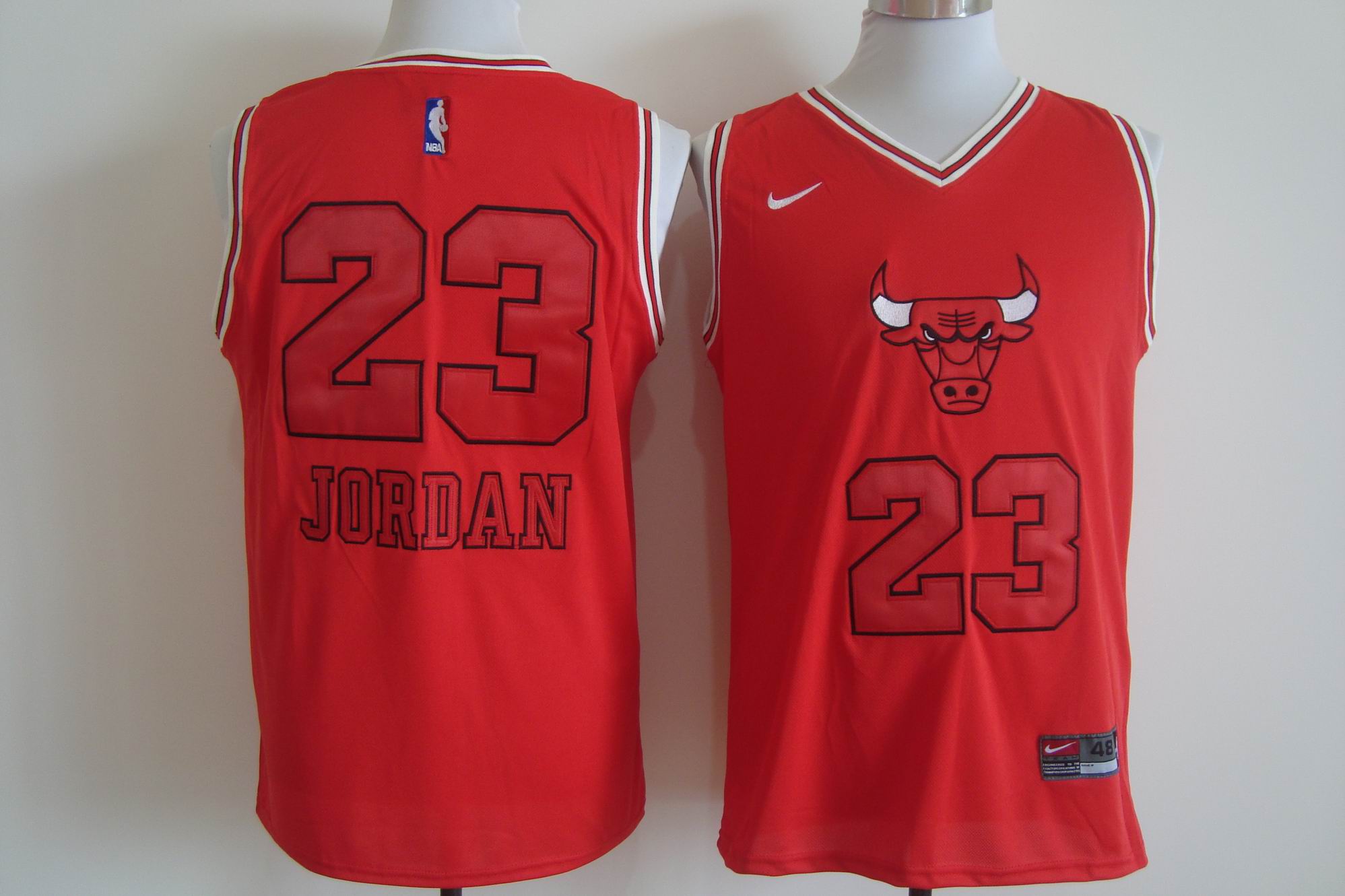 Men's Nike Chicago Bulls #23 Michael Jordan Red Bull Head Fashion Stitched NBA Jersey