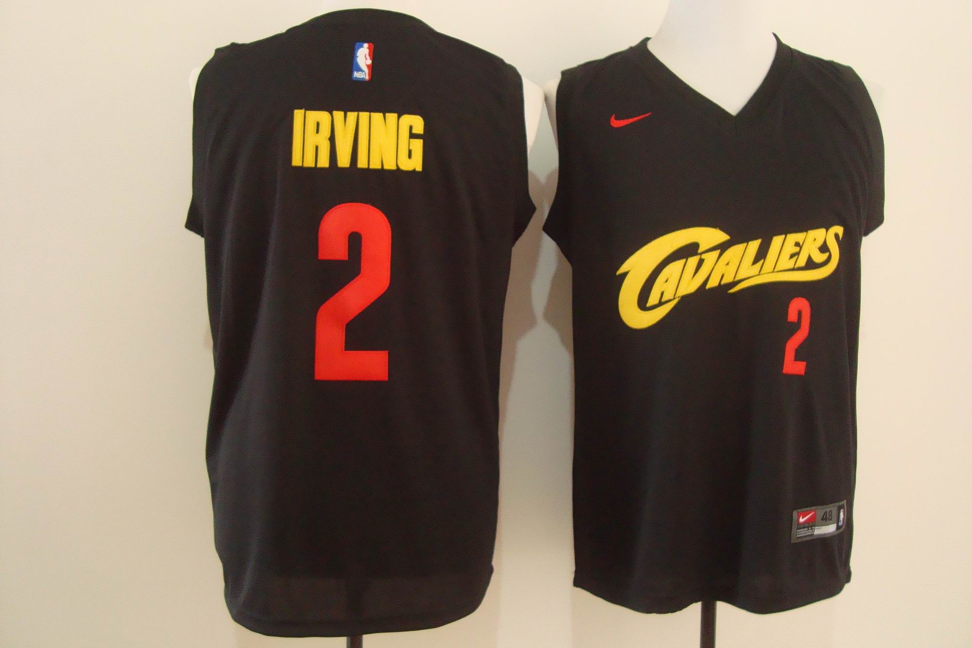 Men's Nike Cleveland Cavaliers #2 Kyrie Irving Black and Red Stitched NBA Jersey