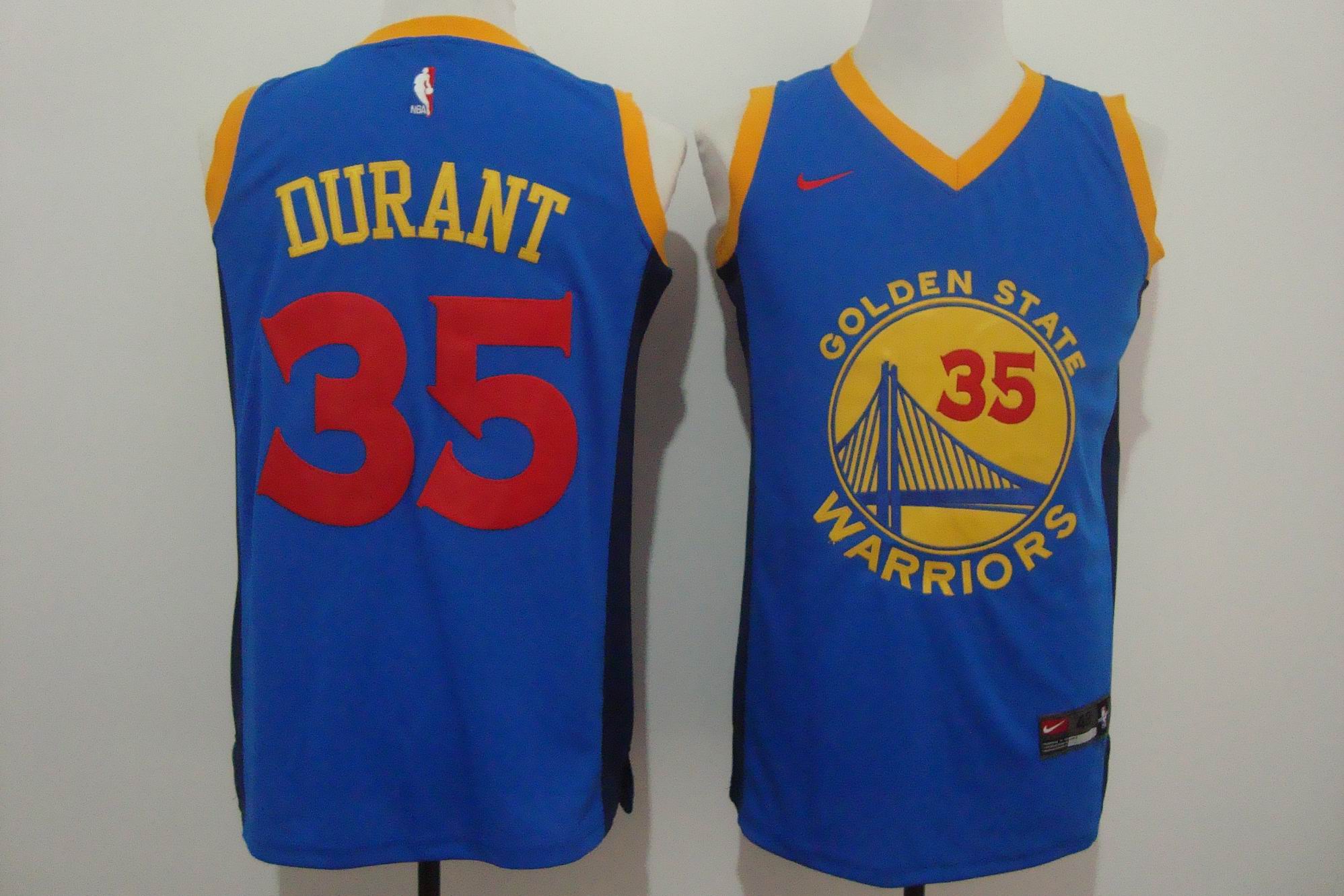 Men's Nike Golden State Warriors #35 Kevin Durant Blue New Fashion Stitched NBA Jersey