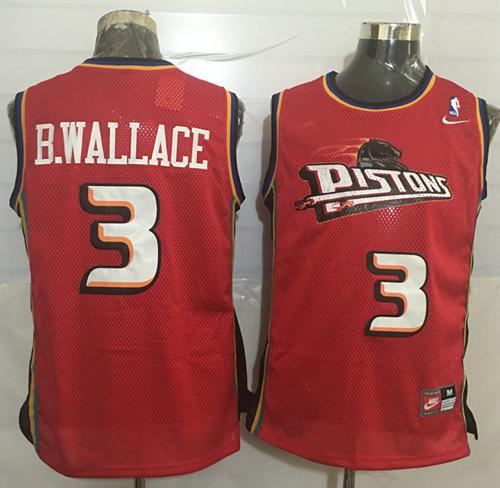 Pistons #3 Ben Wallace Red Nike Throwback Stitched NBA Jersey