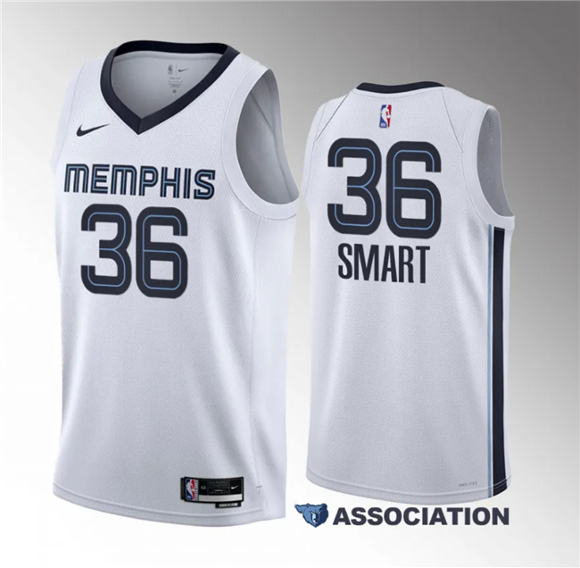 Men's Memphis Grizzlies #36 Marcus Smart White Association Edition Stitched Basketball Jersey