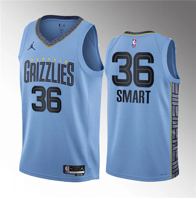 Men's Memphis Grizzlies #36 Marcus Smart Blue Statement Edition Stitched Basketball Jersey
