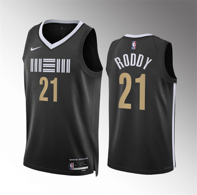 Men's Memphis Grizzlies #21 David Roddy Black 2023/24 City Edition Stitched Basketball Jersey