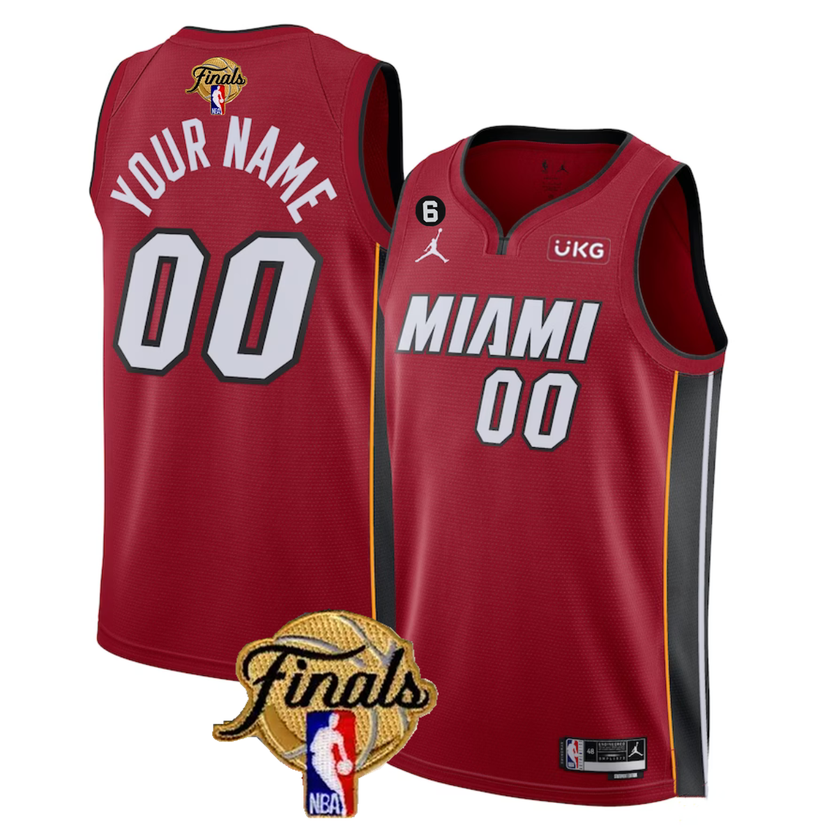 Men's Miami Heat Active Player Custom Red 2023 Finals Statement Edition With NO.6 Patch Stitched Basketball Jersey