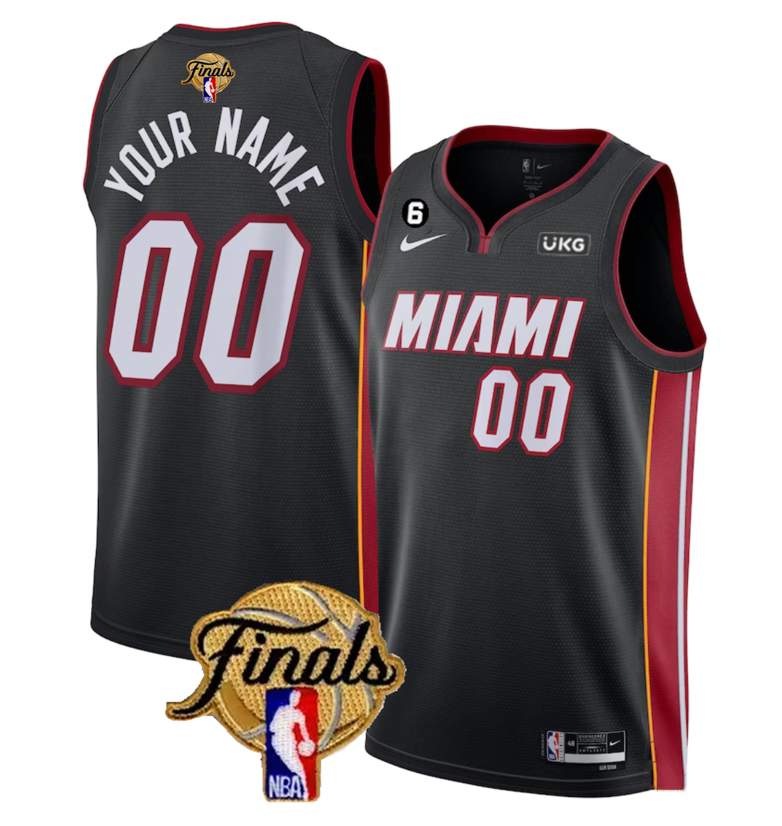 Men's Miami Heat Active Player Custom Black 2023 Finals Icon Edition With NO.6 Patch Stitched Basketball Jersey