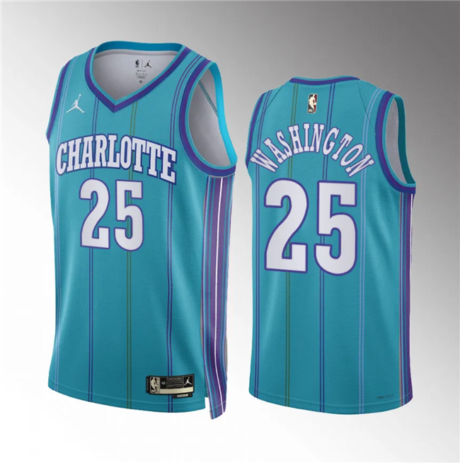 Men's Charlotte Hornets #25 P.J. Washington Teal 2023/24 Classic Edition Stitched Basketball Jersey
