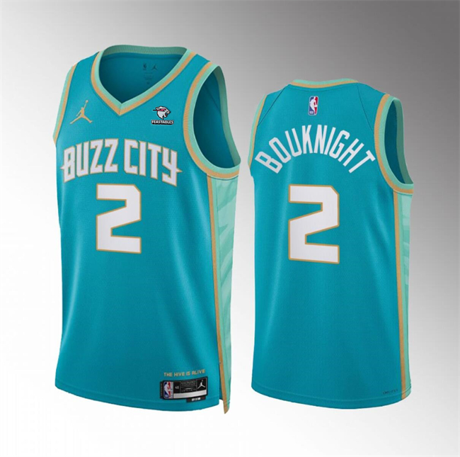 Men's Charlotte Hornets #2 James Bouknight Teal 2023/24 City Edition Stitched Basketball Jersey
