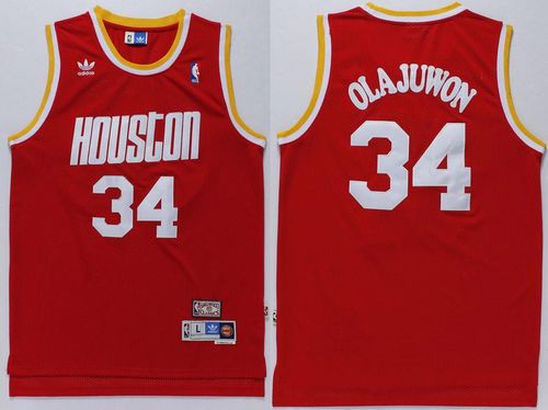 Rockets #34 Hakeem Olajuwon Red Throwback Stitched NBA Jersey